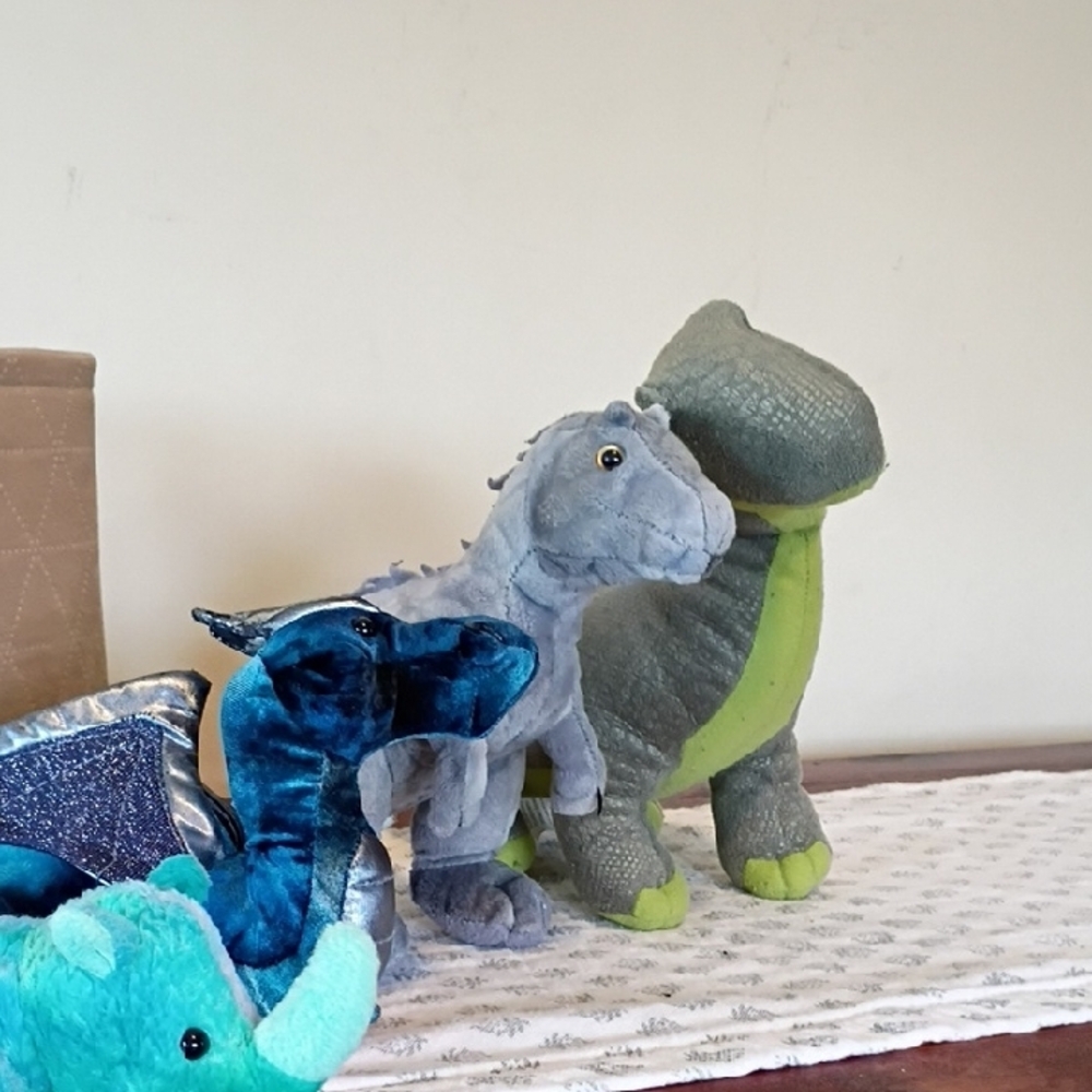 Blue and Green Stuffed Dinosaur Toy - Picture 8 of 11